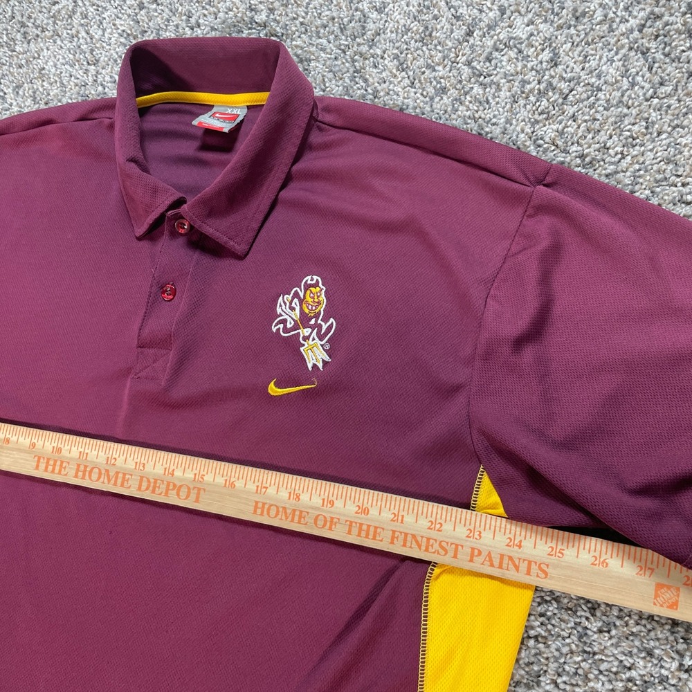 Nike Men's XXL Team Arizona State Sun Devils Polo Shirt Maroon ASU Sparky Mascot - Picture 7 of 9